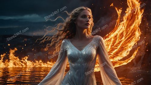 Fire-Winged Goddess at Twilight
