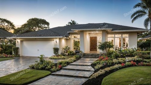 Elegant Single Family Home, Lush Landscape, Sunny Climate