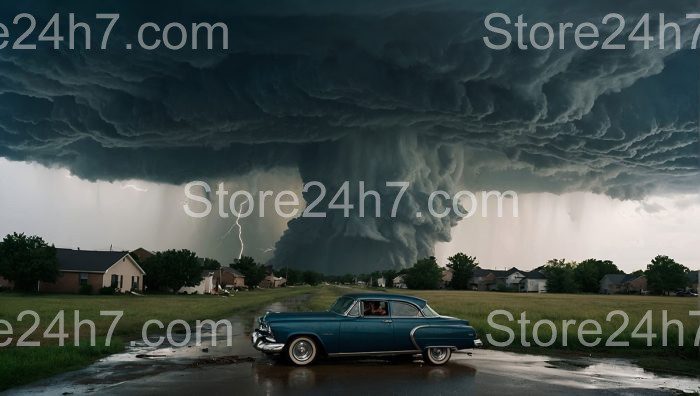 Vintage Car Escapes Imminent Tornado