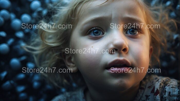 Child's Gaze Amidst Dark Berries