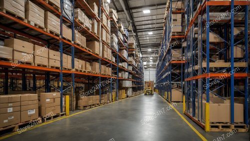 Industrial Warehouse Interior with Forklift