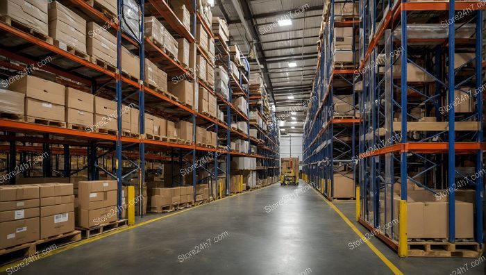 Industrial Warehouse Interior with Forklift