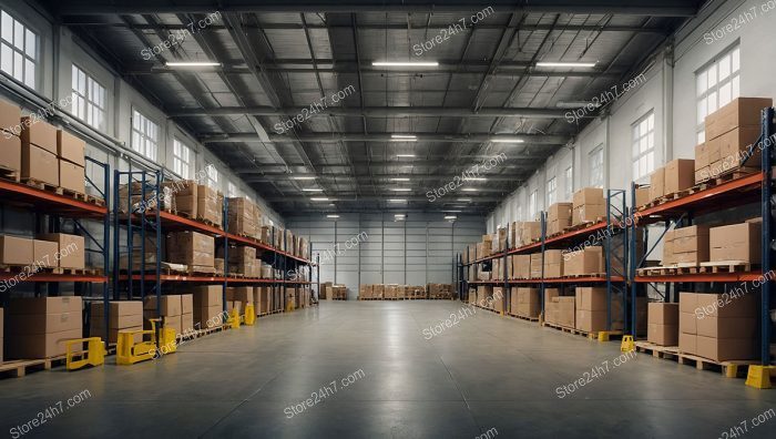 Warehouse Interior Shelves and Pallets