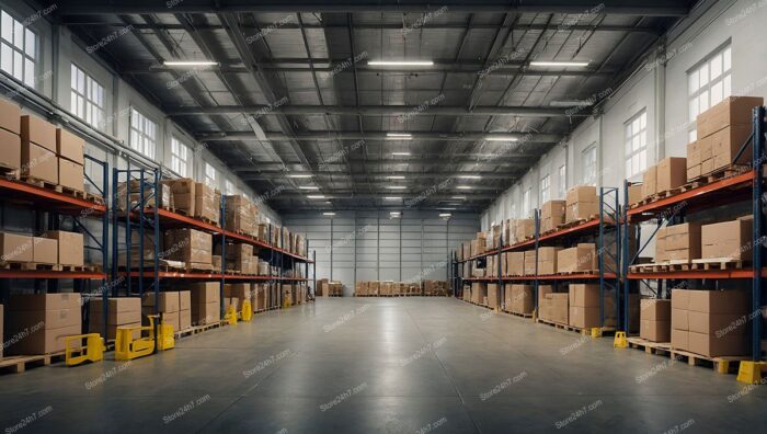 Warehouse Interior Shelves and Pallets