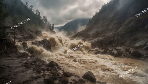 Ferocious Mudflow Sweeps Mountainous Terrain