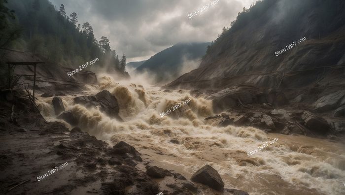 Ferocious Mudflow Sweeps Mountainous Terrain