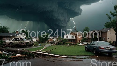 Tornado Aftermath Suburban Destruction Scene