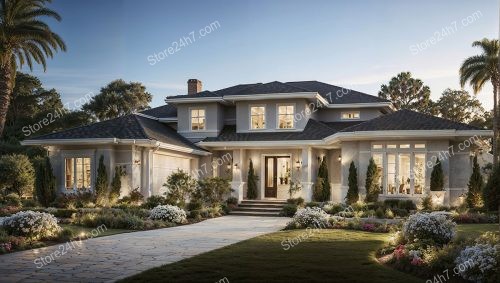 Modern Luxury Home Twilight Landscape