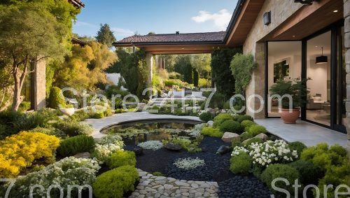 Tranquil Garden Pond Modern Villa Design