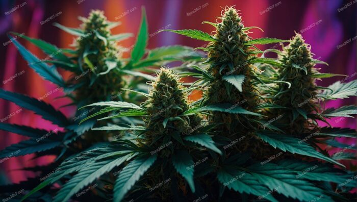 Cannabis Buds with Vibrant Backdrop