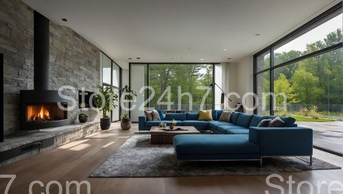 Modern Blue Sofa Living Room
