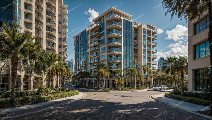 Palm Tree Lined Condo Boulevard