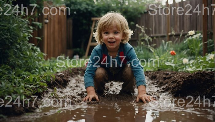 Toddler Joy in Muddy Adventure