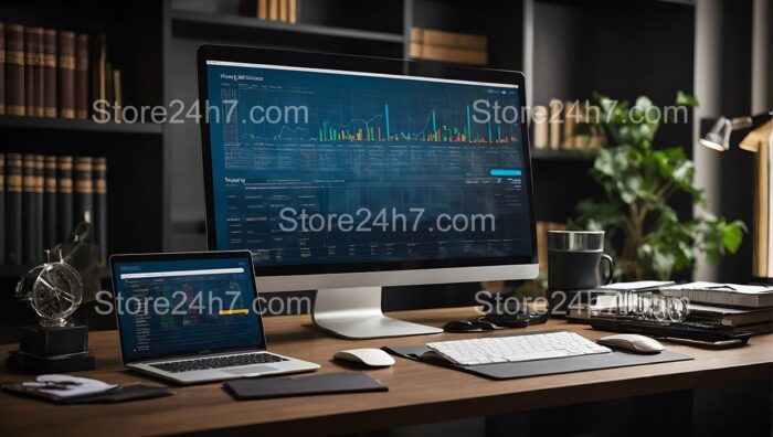 Sophisticated Financial Analytics Workspace Image