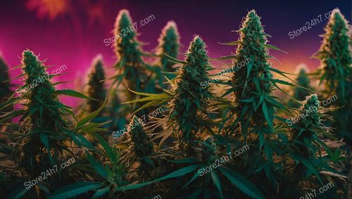 Majestic Cannabis Buds Sunset Silhouette