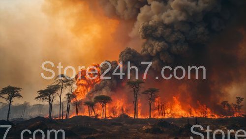 Inferno Engulfs Trees in Smoky Haze