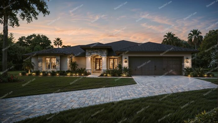 Charming Single Family Home Bathed in Sunset Light