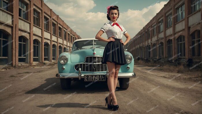 Vintage Pin-Up Girl Classic Car