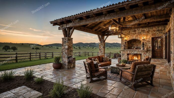 Elegant Ranch Patio Sunset Ambiance