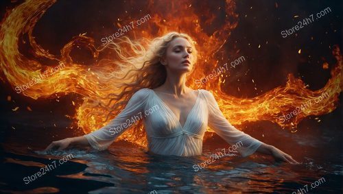 Elemental Fusion: Fire, Water, Woman