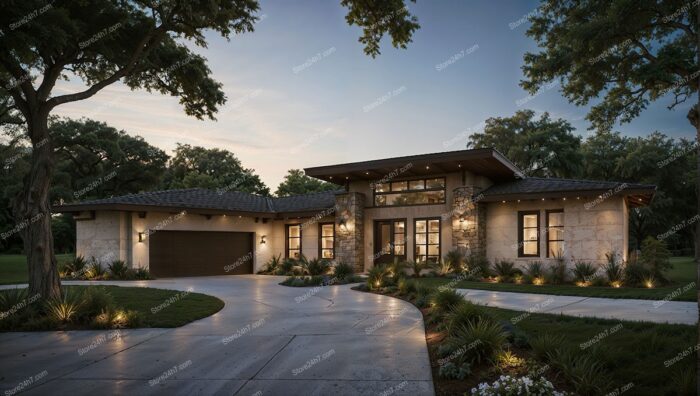 Modern Dusk Ambiance Suburban Residence