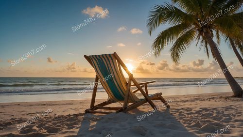 Sunset Palm Beach Empty Chair