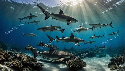 Sharks Sunbeams Coral Divers Ecosystem