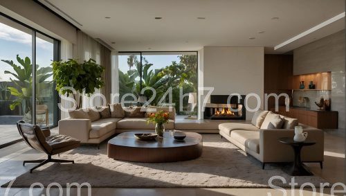 Chic Living Room with Lush View