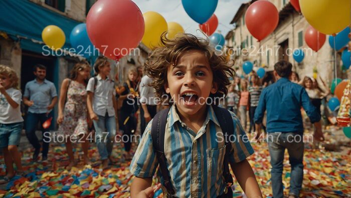 Boy's Joy at Balloon-Filled Festival