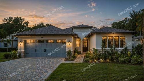 Charming Home Sunset Silhouette Appeal