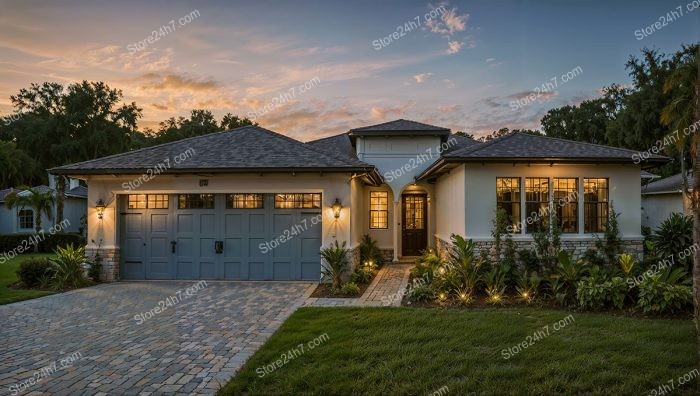 Charming Home Sunset Silhouette Appeal