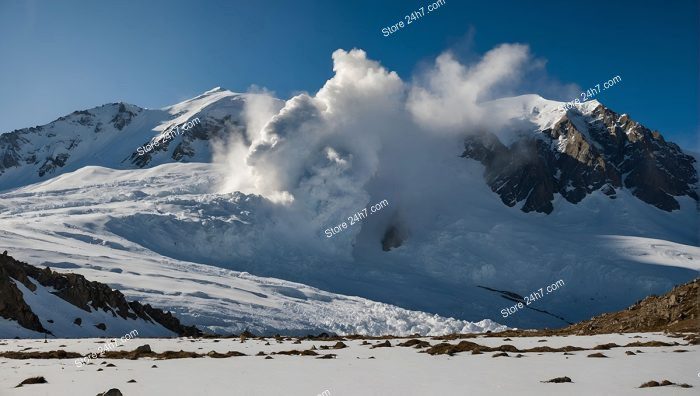 Explosive Snow Avalanche Mountain Fury