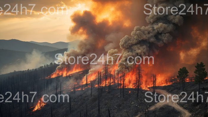 Searing Flames Ravage Mountainous Forest