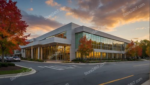 Autumn Sunset Office Building View