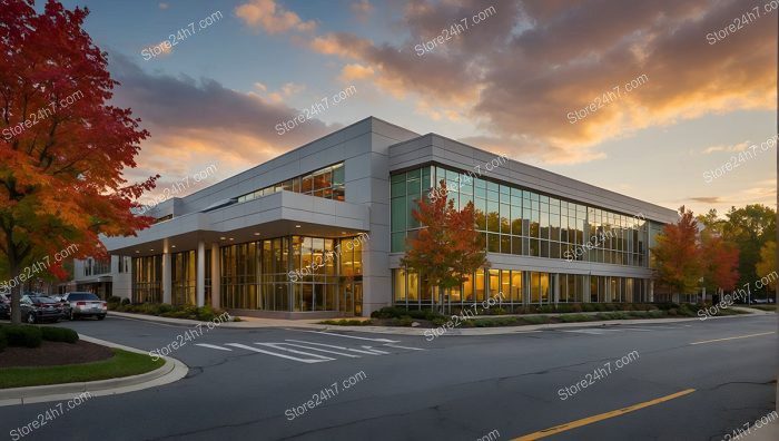 Autumn Sunset Office Building View