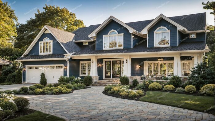 Classic Navy Home Lush Landscaping