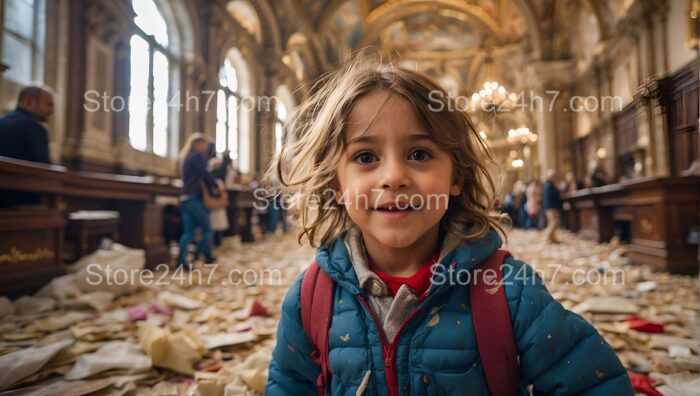 Child's Innocence in Post-Celebration Hall