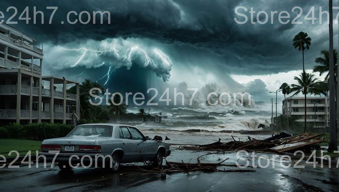 Majestic Hurricane Strikes Coastal Town