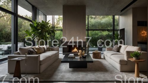 Modern Living Room with Fireplace