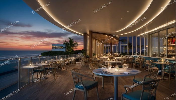 Oceanfront Dining Under Glowing Sunset