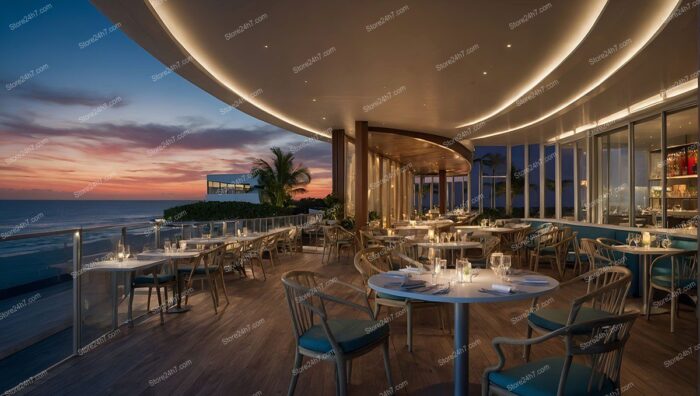 Oceanfront Dining Under Glowing Sunset