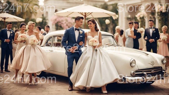 Elegant Wedding Ceremony Vintage Car