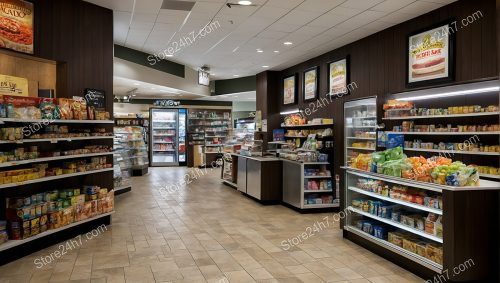 Spacious Supermarket Aisle and Shelves
