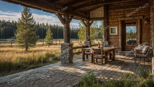Log Cabin Porch: Forest Retreat View