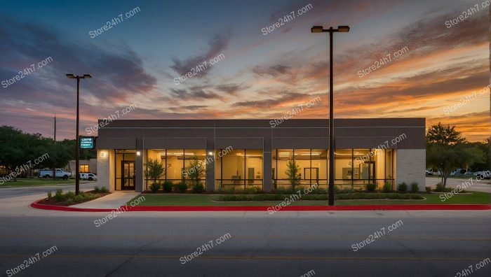 Modern Office Building Sunset Scene