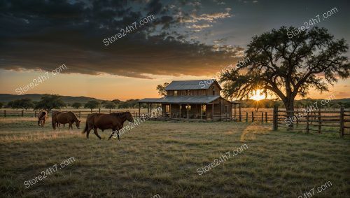 Sunset Grazing at Historic Ranch