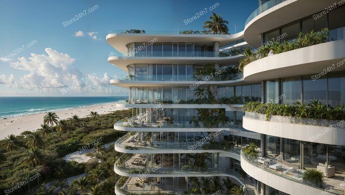 Sleek Beachfront Condos Palm Trees Florida