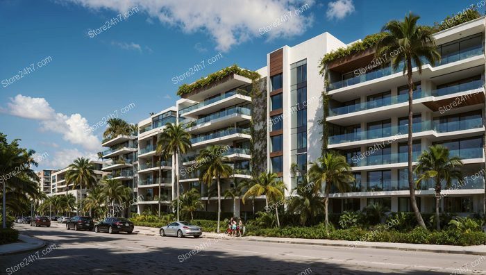 Elegant Palm-Lined Street Condominiums