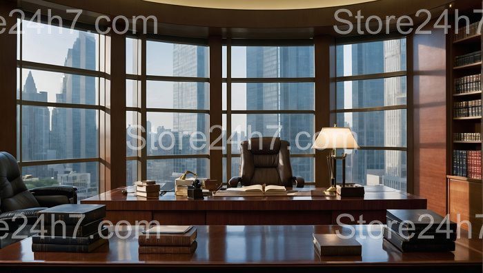 Curated Legal Office with Cityscape View