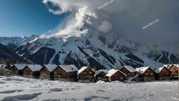 Alpine Village After Avalanche Impact